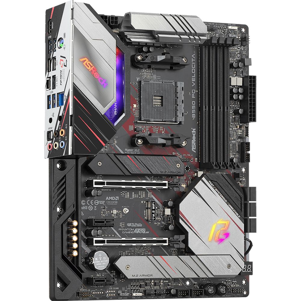 Материнская плата ASRock B550 PG VELOCITA, Socket AM4, AMD B550, 4xDDR4-3200, HDMI, 2xPCI-Ex16, 2xPCI-Ex1, 6xSATA3(RAID 0/1/10), 2xM.2, 8 Ch Audio, 1x2,5GLan, (4+4)xUSB2.0, (3+2)xUSB3.2, (1+1)xUSB3.2 Type-C™, 1xPS/2, ATX, RTL, {5} (931550)