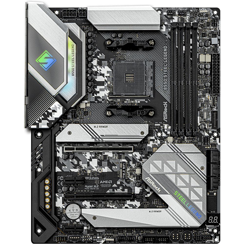 Материнская плата ASRock B550 STEEL LEGEND, Socket AM4, AMD B550, 4xDDR4-3200, HDMI+DP, 2xPCI-Ex16, 2xPCI-Ex1, 6xSATA3(RAID 0/1/10), 2xM.2, 8 Ch Audio, 1x2,5GLan, (4+4)xUSB2.0, (3+2)xUSB3.2, (1+1)xUSB3.2 Type-C™, 1xPS/2, ATX, RTL, {10} (931574)