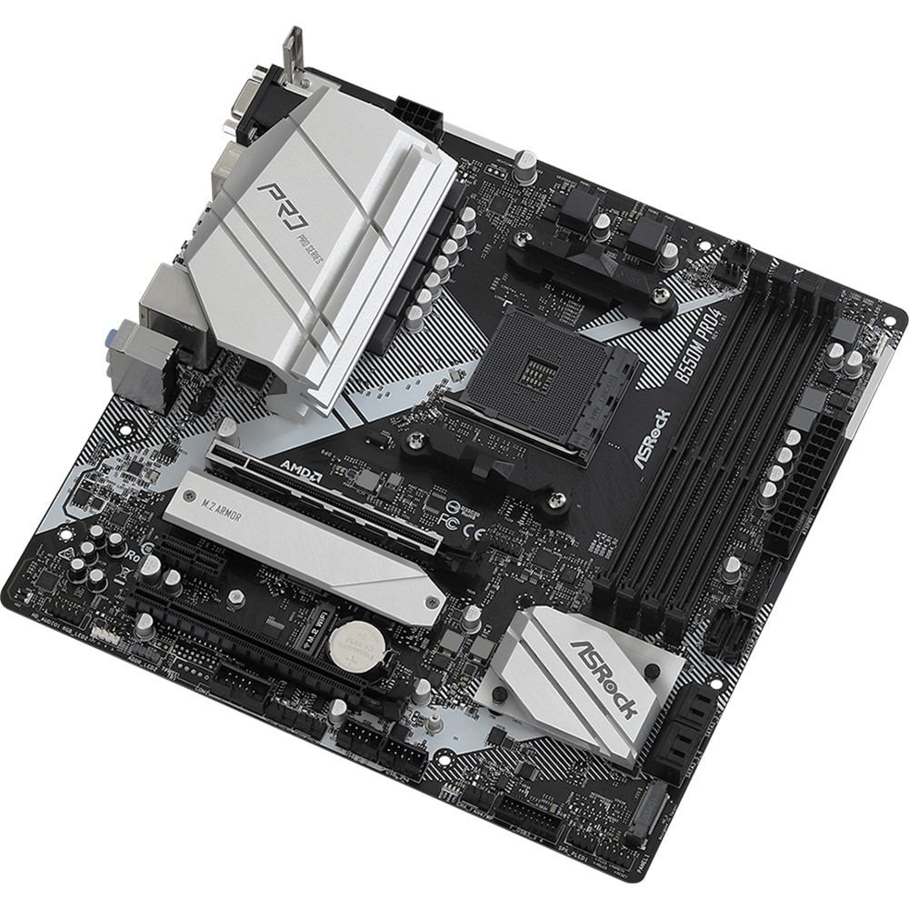 Материнская плата ASRock B550M PRO4, Socket AM4, AMD B550, 4xDDR4-3200, D-SUB+HDMI+DP, 2xPCI-Ex16, 1xPCI-Ex1, 6xSATA3(RAID 0/1/10), 2xM.2, 8 Ch Audio, 1xGLan, (2+4)xUSB2.0, (5+4)xUSB3.2, (1+0)xUSB3.2 Type-C™, 1xPS/2, mATX, RTL, {20} (931598)