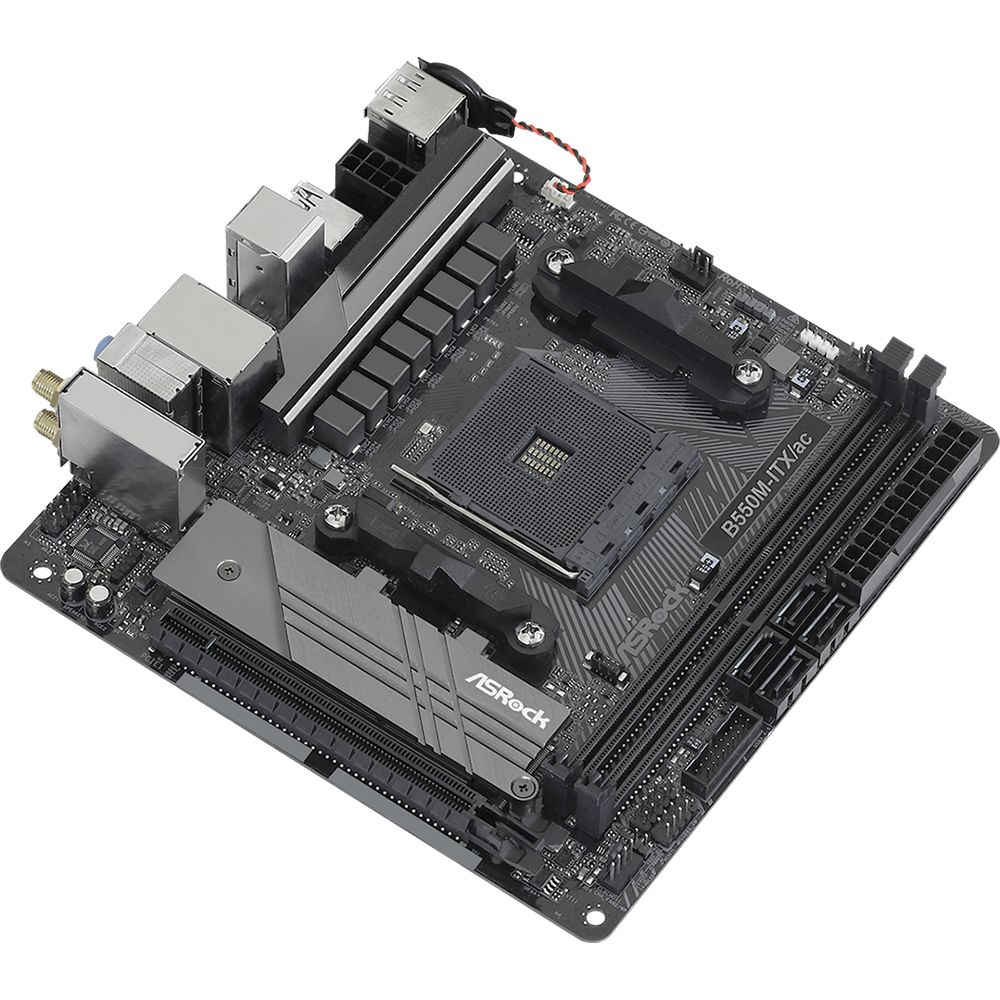 Материнская плата ASRock B550M-ITX/AC, Socket AM4, AMD B550, 2xDDR4-3200, HDMI+DP, 1xPCI-Ex16, 4xSATA3(RAID 0/1/10), 1xM.2, 8 Ch Audio, 1xGLan, WiFi, (2+2)xUSB2.0, (3+2)xUSB3.2, 1xUSB3.2 Type-C™, 1xPS/2, Mini-ITX, RTL, {20} (931727)