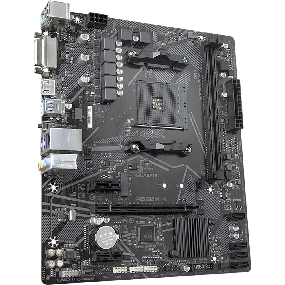 Материнская плата Gigabyte A520M H, Socket AM4, AMD A520, 2xDDR4-3200, DVI-D+HDMI, 1xPCI-Ex16, 2xPCI-Ex1, 4xSATA3(RAID 0/1/10), 1xM.2, 8 Ch Audio, GLan, (2+4)xUSB2.0, (4+2)xUSB3.2, 1xPS/2, mATX, RTL {10} (809683)