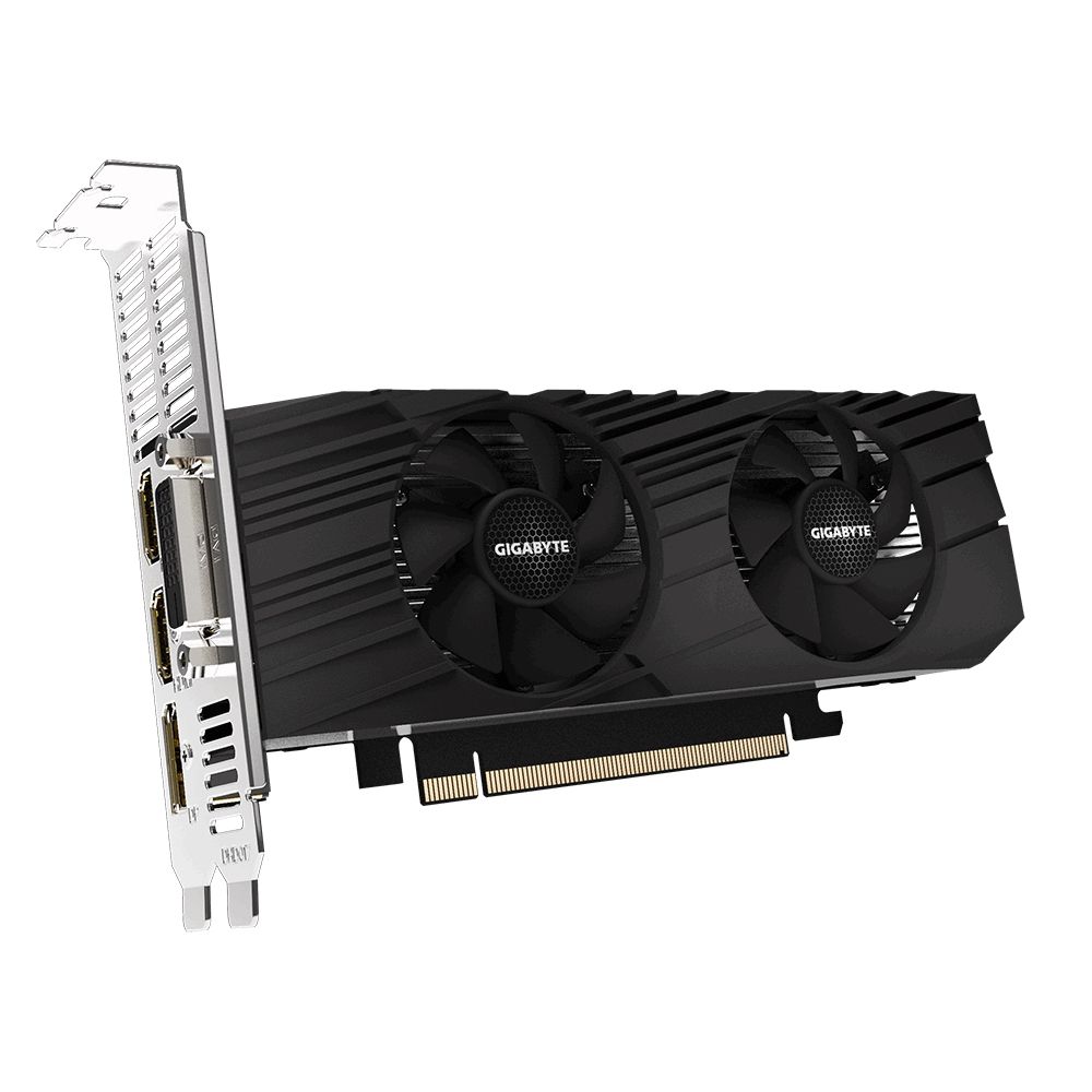 Видеокарта Gigabyte GTX1650 D6 OC Low Profile 4GB 128bit GDDR6 DVI DP HDMI GV-N1656OC-4GL RTL {20} (306700)