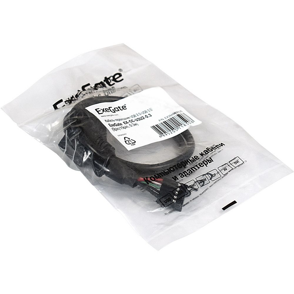 Переходник Exegate EX-CC-U3U2-0.3 Exegate Внутренний переходник USB2 - USB3 кабель, 9pin/19pin, 0.3m