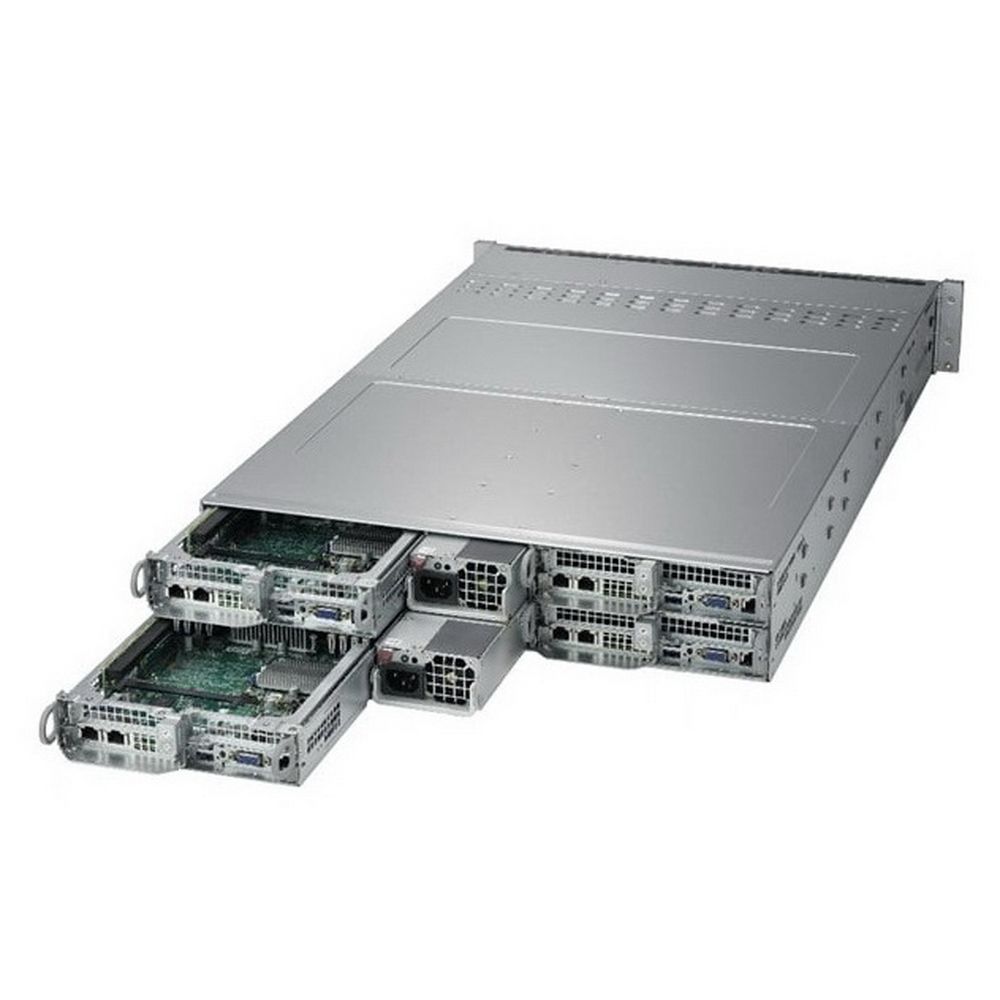 Платформа системного блока SuperMicro SYS-6029TP-HTR 2U, 4 node: 2xLGA3647, 16xDDR4, 3x3.5» bays, SATA, SIOM, IPMI, 2x2200W