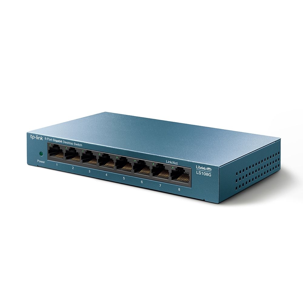 Коммутатор TP-LINK LS108G 8-портовый гигабитный неуправляемый коммутатор, 8 портов RJ45 10/100/1000 Мбит/с, металлический корпус, настольный/монтируемый на стену, plug and play, поддержка 802.1p QoS, энергосберегающая технология {36} (085452)