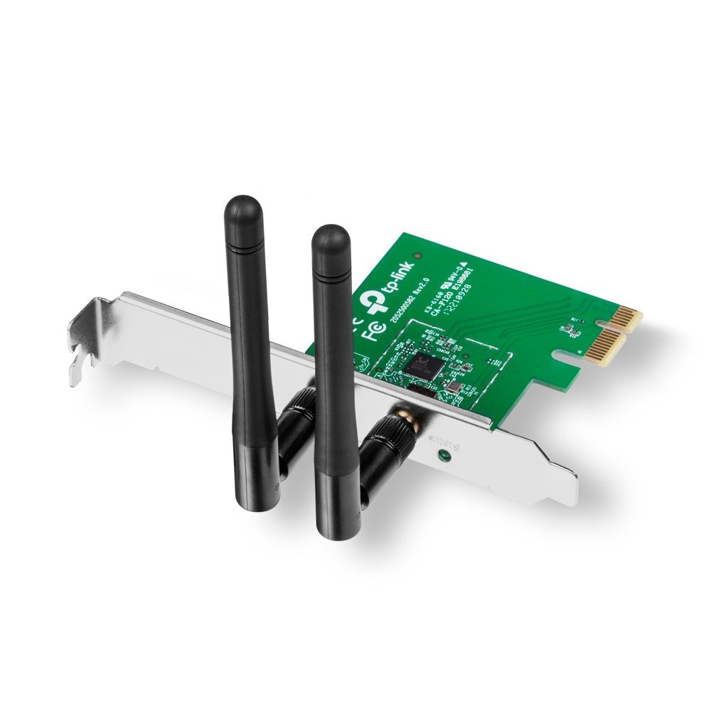 Сетевой адаптер TP-LINK TL-WN881ND N300 Wi-Fi адаптер PCI Express, чипсет QCA (Atheros), 2T2R, до 300 Мбит/с на 2,4 ГГц, 802.11b/g/n, 2 съёмные антенны, (050573)