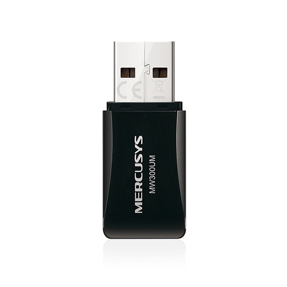 Сетевой адаптер Mercusys MW300UM N300 Wi-Fi Мини USB-адаптер, чипсет Realtek, миниатюрный размер, 2T2R, до 300 Мбит/с на 2,4 ГГц, 802.11b/g/n, 1 порт USB 2.0, 2 встроенные антенны (000349)