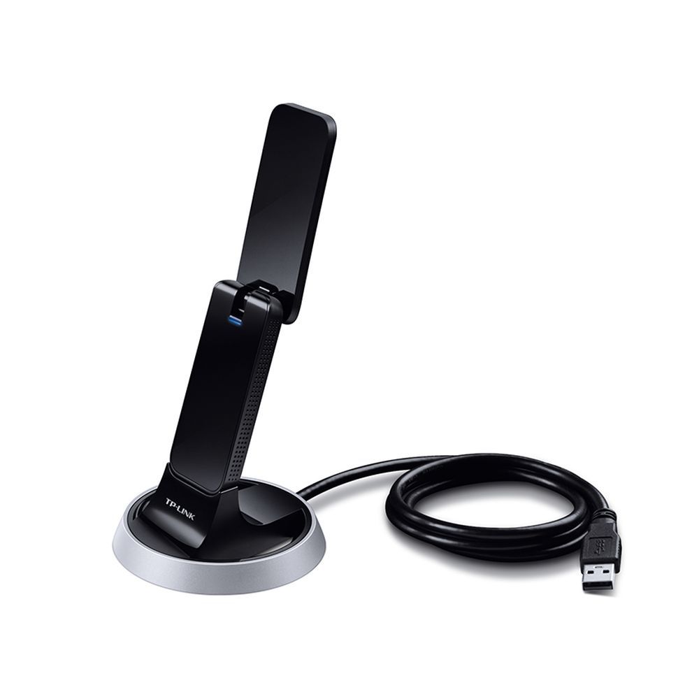 Сетевой адаптер TP-LINK Archer T9UH AC1900 Wi-Fi USB-адаптер высокого усиления, 3T4R, до 1300 Мбит/с на 5 ГГц или до 600 Мбит/с на 2,4 ГГц, поддержка стандартов 802.11ac/a/b/g/n, Beamforming, USB 3.0, кнопка WPS, внешняя антенна, универсальная совместимость, (096137)