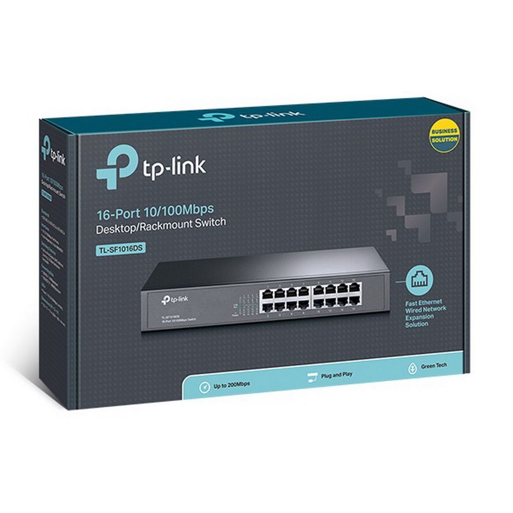 Коммутатор TP-LINK TL-SF1016DS 16-портовый 10/100 Мбит/с коммутатор, 16 портов RJ45 10/100 Мбит/с, 1U 13-дюймовый монтируемый в стойку стальной корпус {8} (021535)