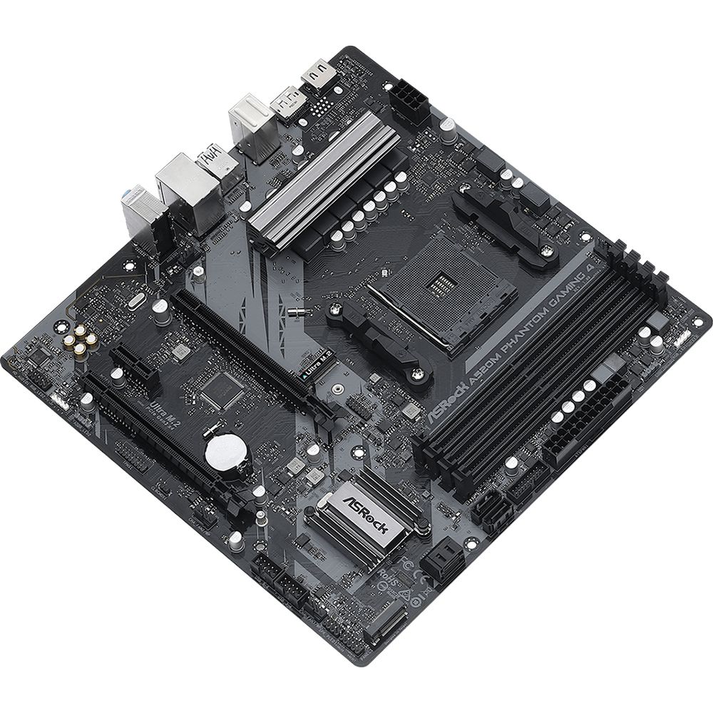 Материнская плата ASRock A520M PHANTOM GAMING 4, Socket AM4, AMD A520, 4xDDR4-3200, HDMI+DP, 2xPCI-Ex16, 1xPCI-Ex1, 4xSATA3(RAID 0/1/10), 2xM.2, 8 Ch Audio, GLan, (2+4)xUSB2.0, (4+2)xUSB3.2, 1xPS/2, mATX, RTL {20} (932915)