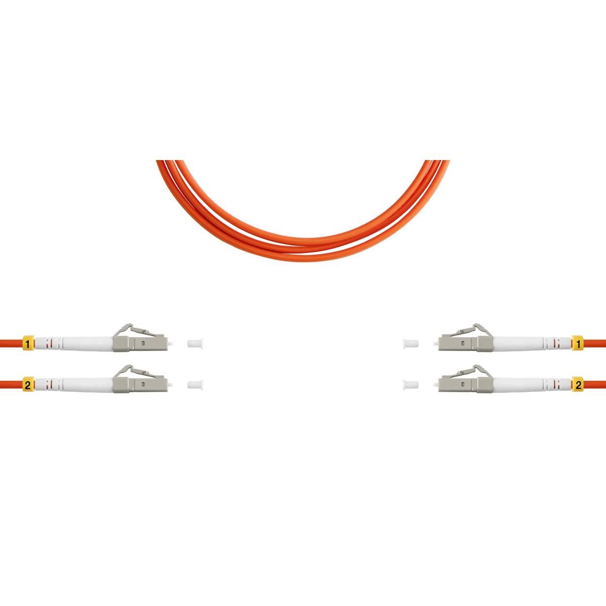 Шнур оптический ШОС-2x3,0-2LC/U-2LC/U-MM50-3м-LSZH-OR duplex (ШОС), LC/UPC - LC/UPC, MM50, 3.0мм, LSZH, 3м