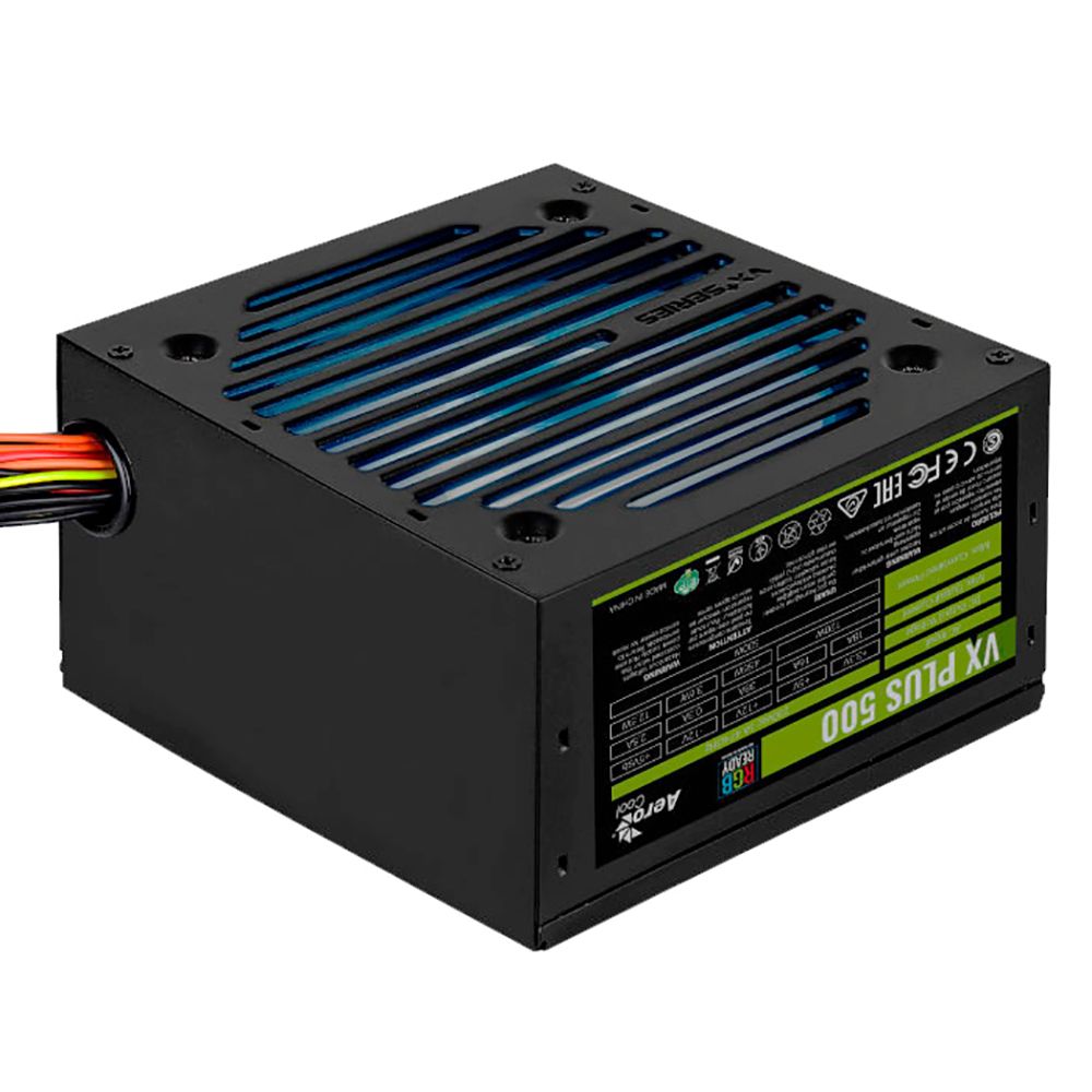 Блок питания AeroCool VX Plus 500 RGB 500W , ATX v2.3 , RGB Fan 12cm , 500mm cable , Retail {10} (152687)