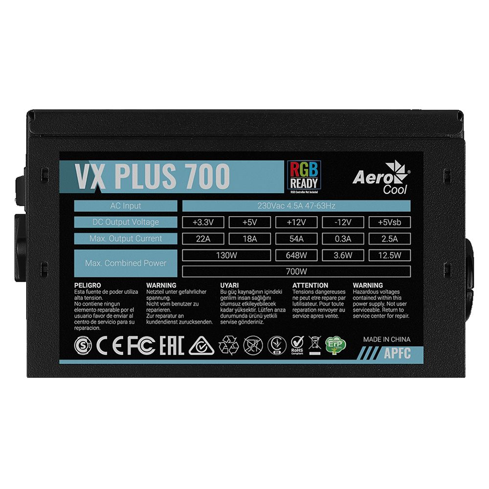 Блок питания AeroCool VX Plus 700 RGB (150935) {10}