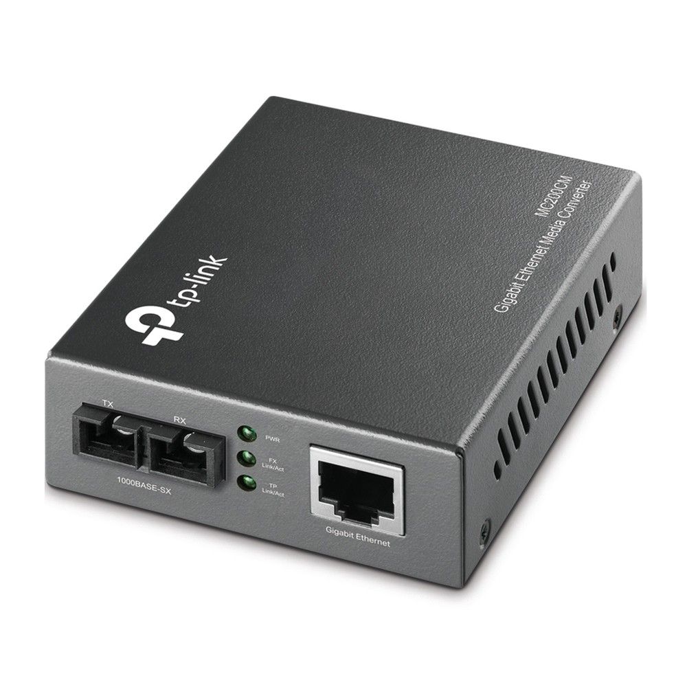 Медиаконвертер TP-LINK MC200CM 10/100/1000 Мбит/с RJ45 - 1000 Мбит/с разъём SC (многомодовый оптоволоконный кабель), полнодуплексный, до 550м, переключающийся адаптер питания, возможность установки в шасси TL-MC1400 (081331) (030438)