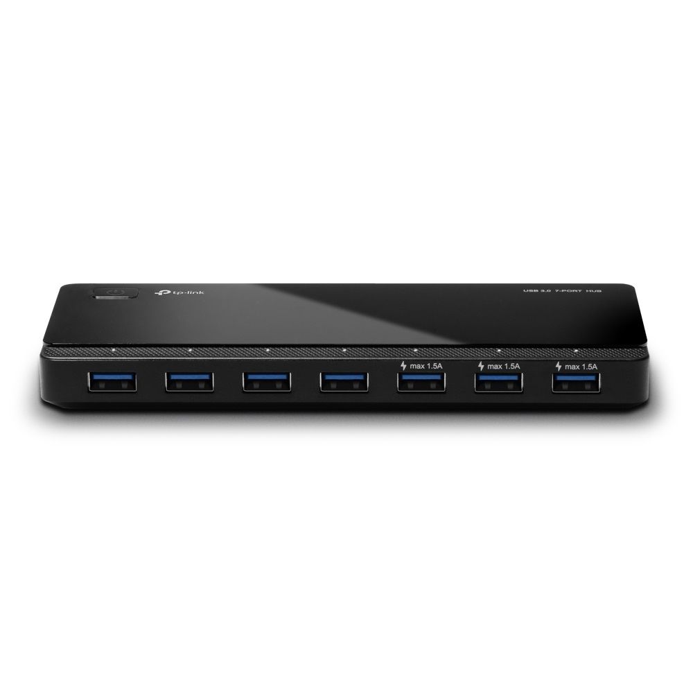 Концентратор TP-LINK UH700 7-портовый концентратор USB 3.0, 7 портов USB 3.0, 3 порта USB 3.0 поддерживают BC1.2 (Каждый порт макс.: 5В/1.5A) настольное размещение, plug & play, адаптер питания 12В/2A, (010065)