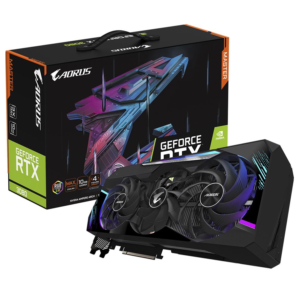 Видеокарта Gigabyte RTX3080 MASTER 10GB GDDR6X 320bit 3xHDMI 3xDP LHR {5} (309657)