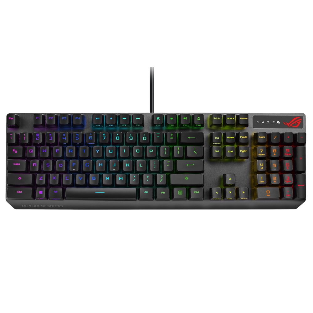 Клавиатура ASUS XA05 ROG Strix Scope RX Keyboard Wired (USB) ROG RX RED Optical-Mech 440x137x39mm (812870) (90MP0240-BKRA00)