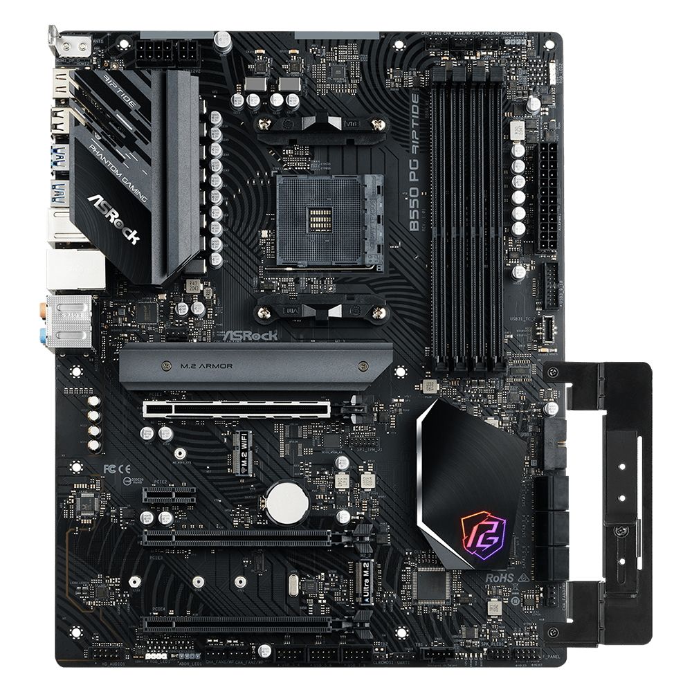 Материнская плата ASRock B550 PG RIPTIDE, Socket AM4, AMD B550, 4xDDR4-3200, HDMI, 3xPCI-Ex16, 1xPCI-Ex1, 6xSATA3(RAID 0/1/10), 3xM.2, 8 Ch Audio, 2x2.5GLan, (2+6)xUSB2.0, (7+4)xUSB3.2, (1+1)xUSB3.2 Type-C™, 1xPS/2, ATX, RTL, {10}(935190)