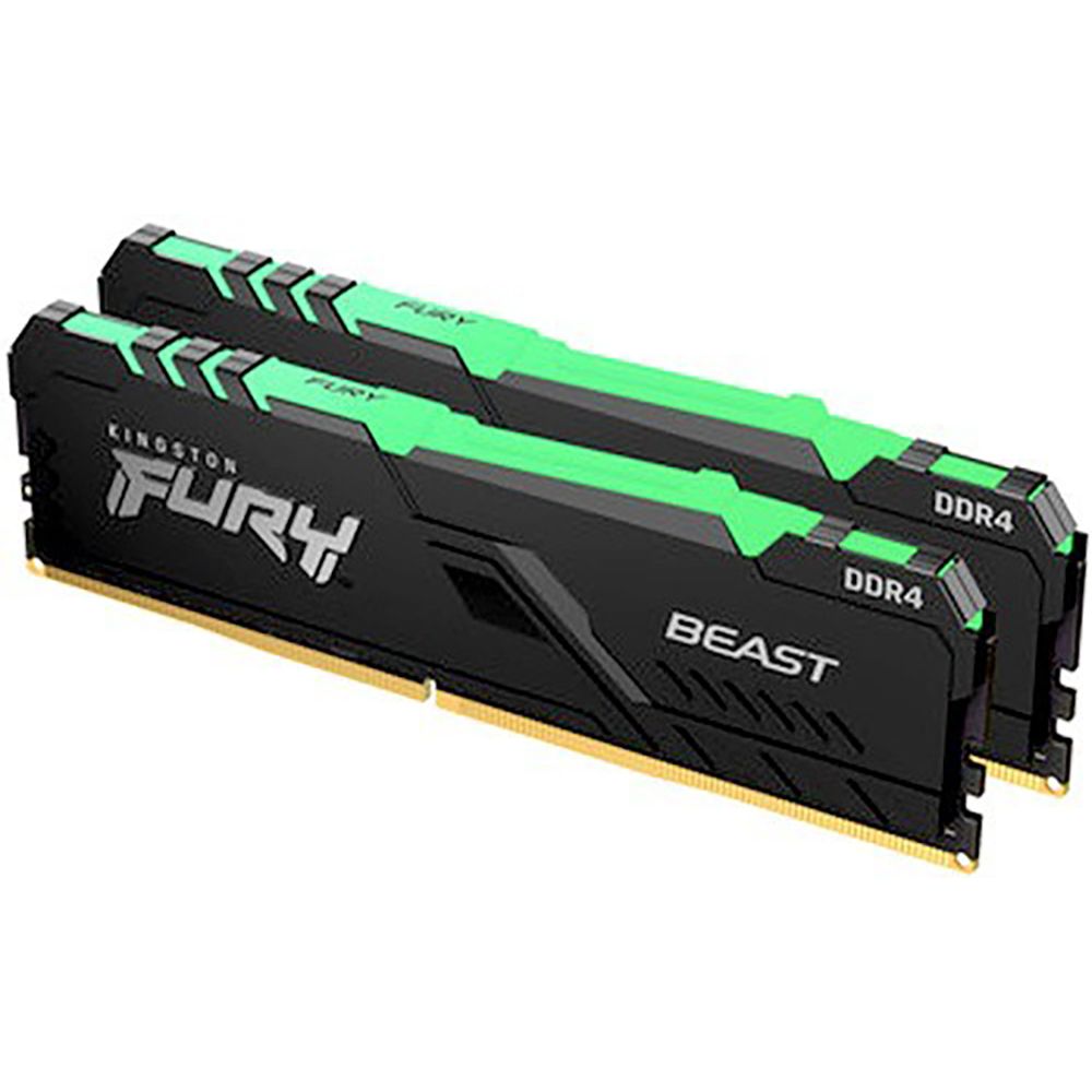 Комплект модулей памяти Kingston FURY Beast Black RGB Gaming Memory KF437C19BBAK2/16 16GB DDR4 3733 DIMM Non-ECC, CL19, 1.35V, 1Gx8 (Kit of 2), RTL (318999)
