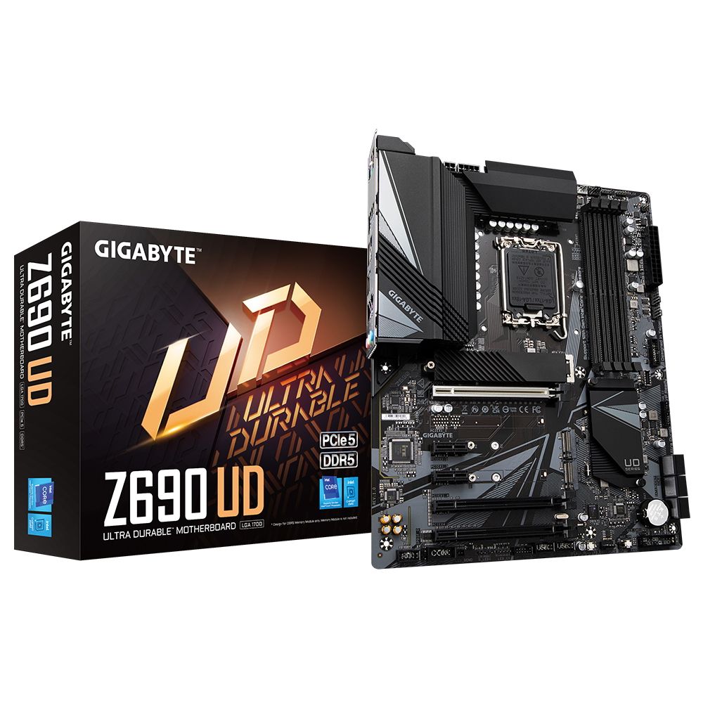 Материнская плата Gigabyte Z690 UD, Socket 1700, Intel®Z690, 4xDDR5-4800, HDMI+DP, 3xPCI-Ex16, 2xPCI-Ex1, 6xSATA3(RAID 0/1/5/10), 3xM.2, 8Ch Audio, 2,5GbLan, (4+4)xUSB2.0, (5+2)xUSB3.2, (1+1)xUSB3.2 Type-C™, 1xPS/2, ATX, RTL {8} (827922)