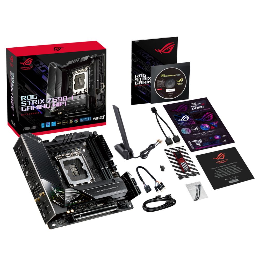 Материнская плата ASUS ROG STRIX Z690-I GAMING WIFI LGA1700 mini-ATX 2xDDR5 PCIEx16 2xM.2 2xThunderbolt HDMI 2.5GLAN Wi-Fi 6E (460961) {6}