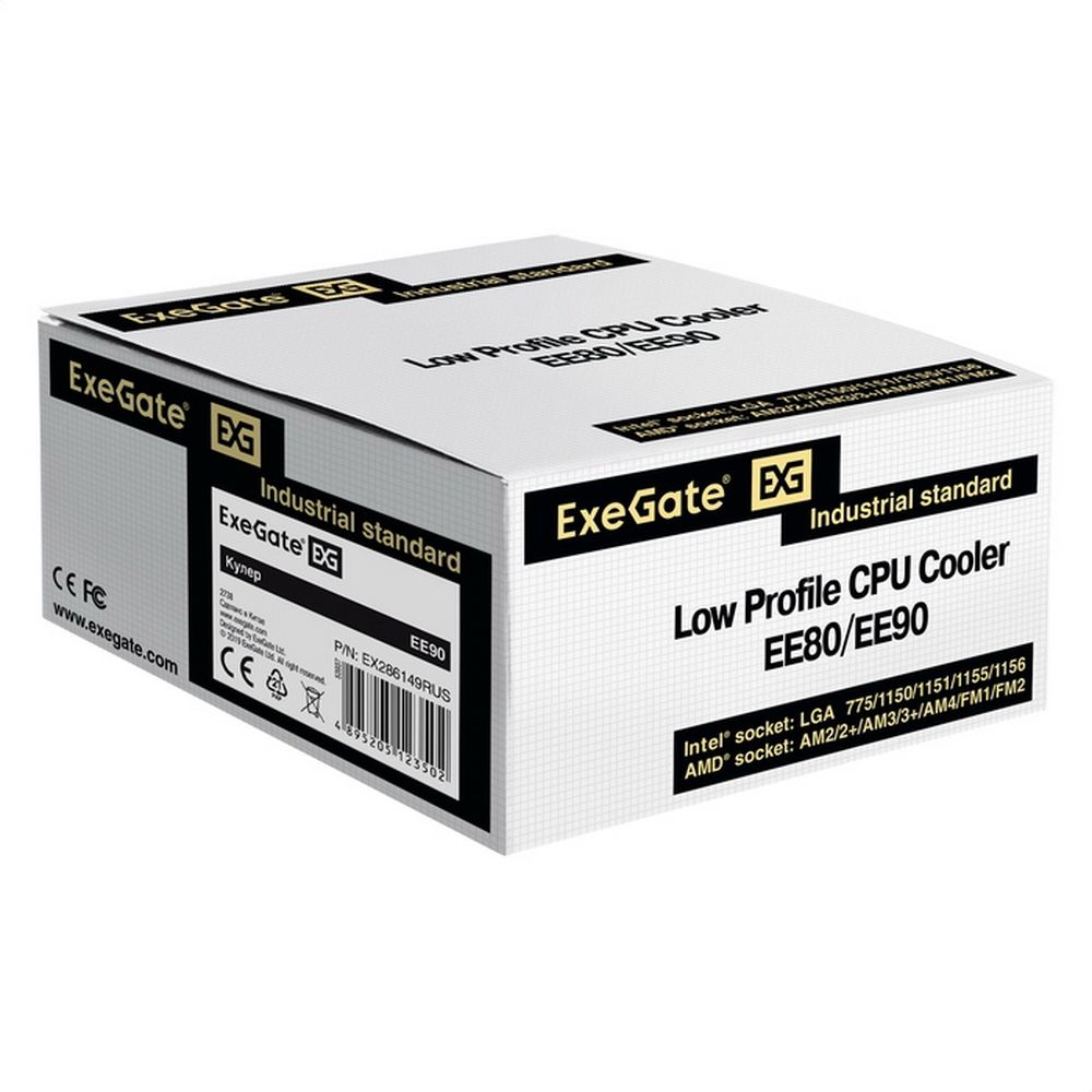 Вентилятор Exegate Кулер ExeGate EE90, Al, all sockets, TDP 75W, Hydro bearing, 3pin, 22db (123502) {60}