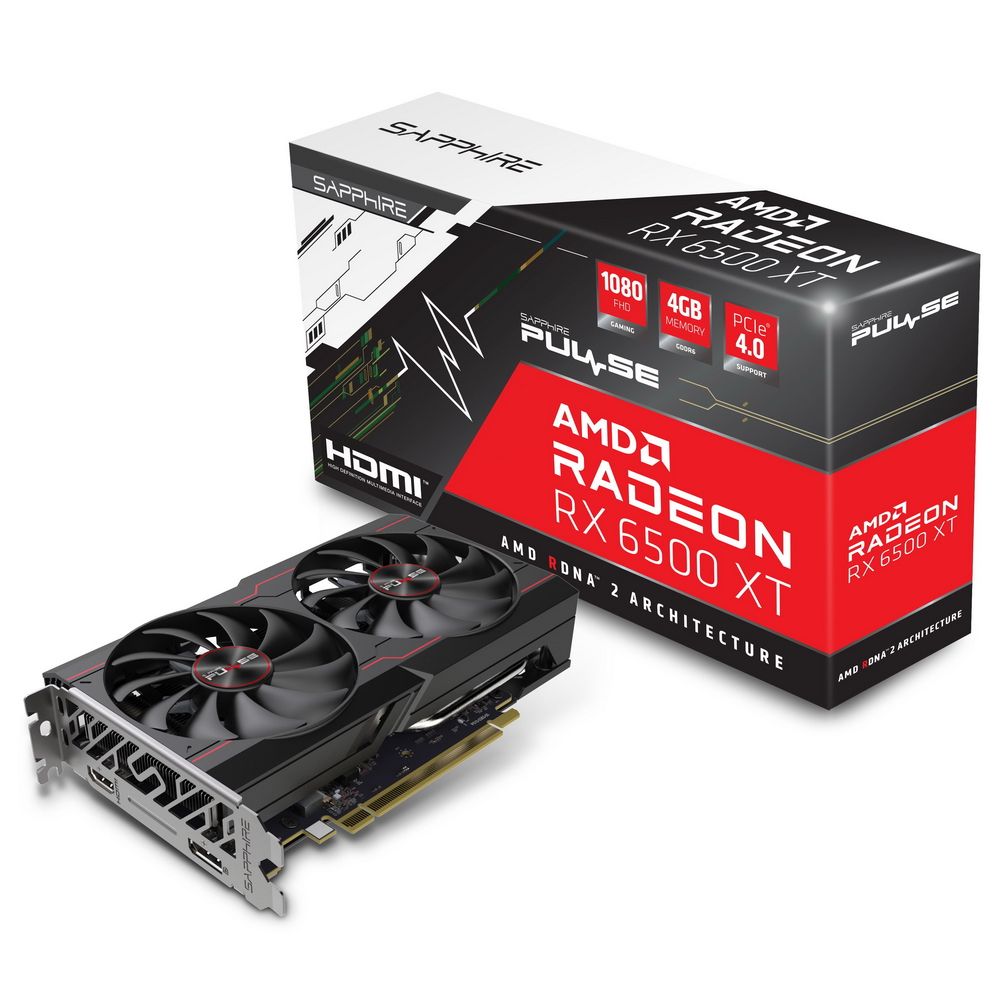 Видеокарта Sapphire RX6500XT PULSE OC 4GB GDDR6 64bit DP HDMI 2FAN LITE (292086)