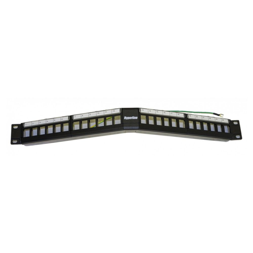 Панель Hyperline Hyperline PPBL4A-19-24-SH-RM Модульная патч-панель 19", 24 порта, угловая, 1U, для экранированных и неэкранированных модулей Keystone Jack, со съемными панелями, с задним кабельным организатором (без модулей)