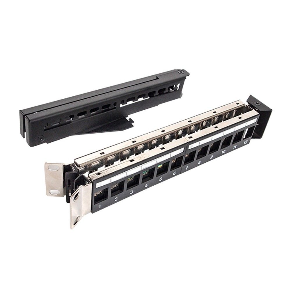 Панель Hyperline Hyperline PPBL4A-19-24-SH-RM Модульная патч-панель 19", 24 порта, угловая, 1U, для экранированных и неэкранированных модулей Keystone Jack, со съемными панелями, с задним кабельным организатором (без модулей)