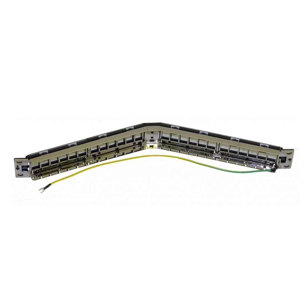 Панель Hyperline Hyperline PPBL4A-19-24-SH-RM Модульная патч-панель 19", 24 порта, угловая, 1U, для экранированных и неэкранированных модулей Keystone Jack, со съемными панелями, с задним кабельным организатором (без модулей)