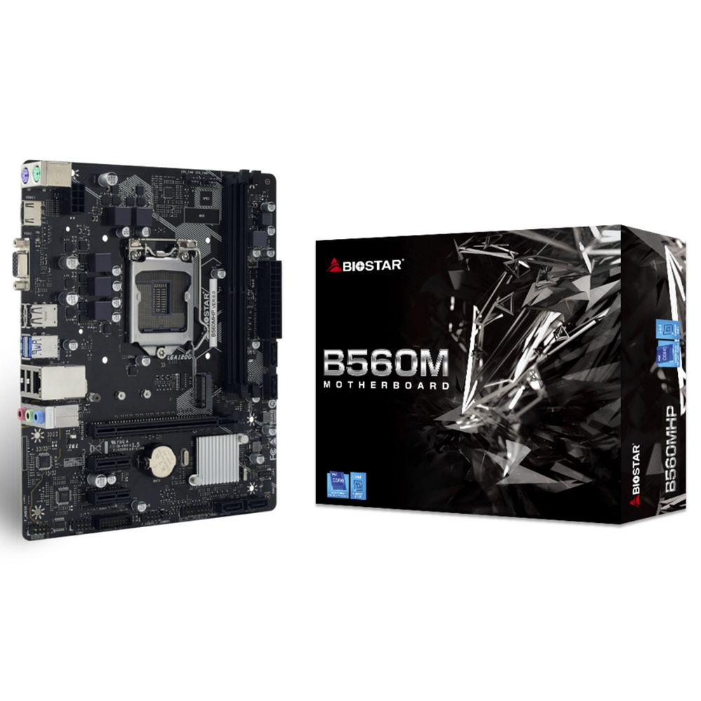 Материнская плата BIOSTAR B560MHP, Socket 1200, Intel®B560, 2xDDR4-3200, D-SUB+HDMI, 1xPCI-Ex16, 2xPCI-Ex1, 4xSATA3, 1xM.2, 8Ch Audio, GLan, (4+2)xUSB2.0, (2+2)xUSB3.2, 2xPS/2, mATX, RTL {20} (685635)