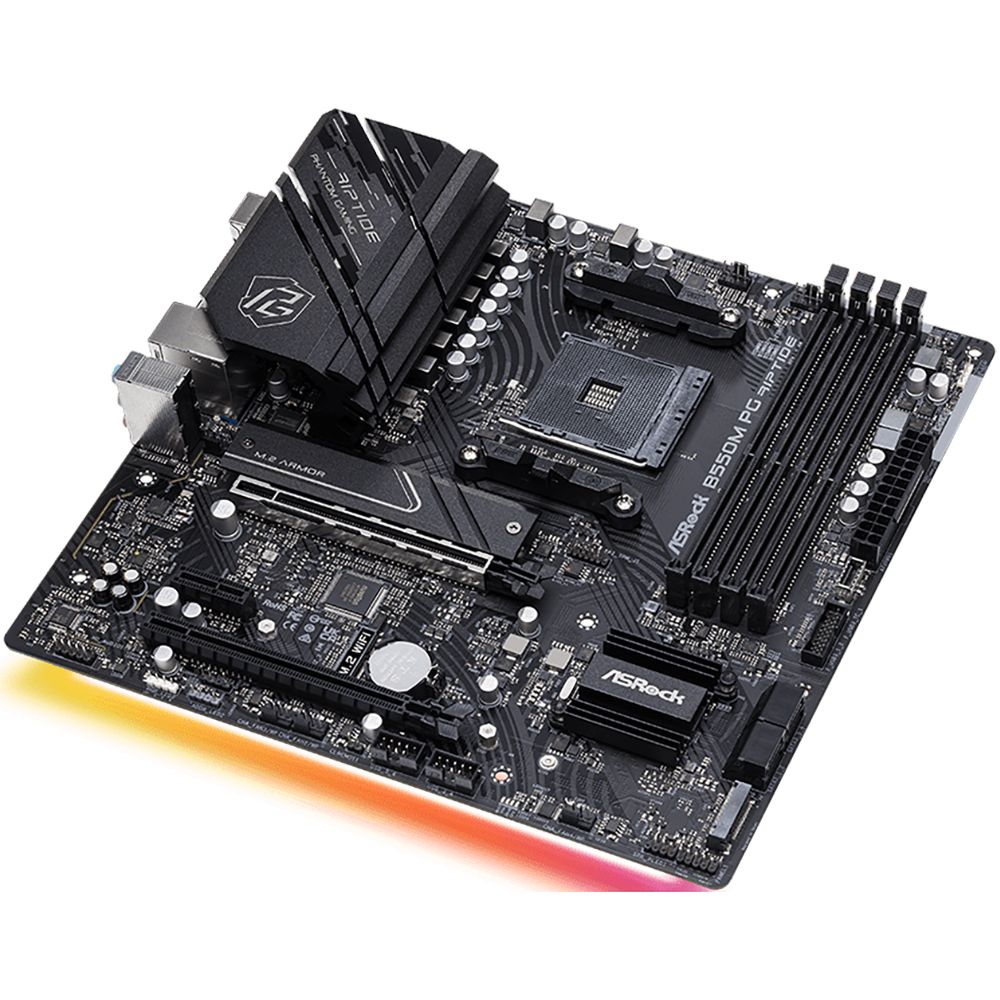 Материнская плата ASRock B550M PG RIPTIDE, Socket AM4, AMD B550, 4xDDR4-3200, HDMI+DP, 2xPCI-Ex16, 1xPCI-Ex1, 4xSATA3(RAID 0/1/10), 2xM.2, 8 Ch Audio, 1x2,5GLan, (4+4)xUSB2.0, (5+2)xUSB3.2, (1+1)xUSB3.2 Type-C™, 1xPS/2, mATX, RTL, {}