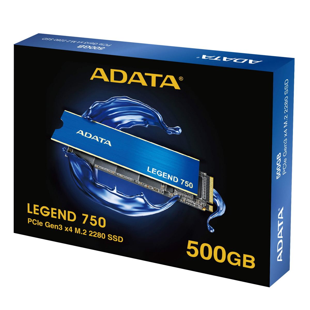 Твердотельный накопитель SSD ADATA LEGEND 750 500GB M.2 2280 ALEG-750-500GCS Client PCIe Gen3x4 with NVMe, 3350/2450, IOPS 370/190K, MTBF 2M, 3D NAND, 300TBW, 0,33DWPD, RTL (935915)