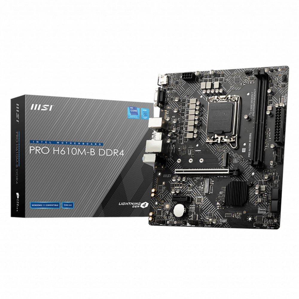 Материнская плата MSI PRO H610M-B DDR4 H610,LGA1700,2DDR4,1PCI-Ex16,1PCI-Ex1,2M.2(KEY M+KEY E),4SATA3,4USB (924980)