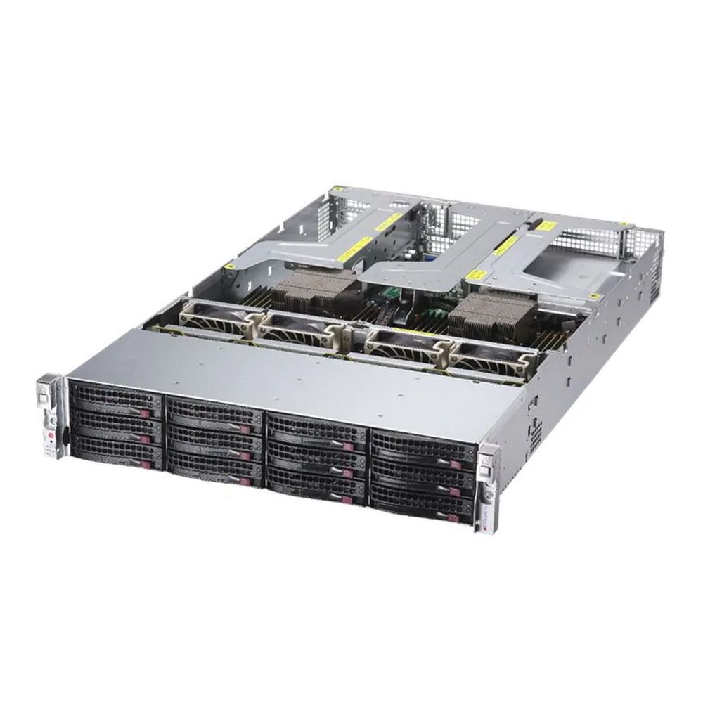 Платформа системного блока SuperMicro AS-2024US-TRT 2U, 2x EPYC 7002/7003, 32x DIMM, 1x PCI-E 4.0 x16 FHFL 10.5", 3x PCI-E 4.0 x16 1 x8 link, FHFL 9.5", 1x PCI-E 4.0 x16 LP, 1 PCI-E 4.0 x16 x8 link, internal LP, 12x 3.5" SATA/SAS 4x NVME support, 2x 10GBase-T LAN, OOB, 2x1600W 41