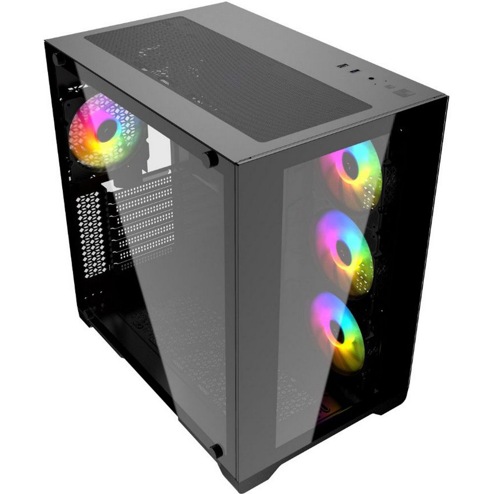 Корпус Powercase Vision Black, Tempered Glass, 4х 120mm 5-color fan, чёрный, ATX (CVBA-L4) (202872)