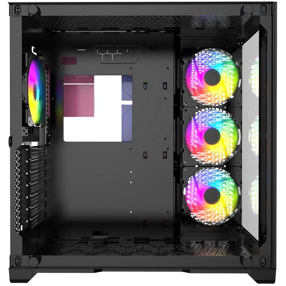Корпус Powercase Vision Black, Tempered Glass, 4х 120mm 5-color fan, чёрный, ATX (CVBA-L4) (202872)