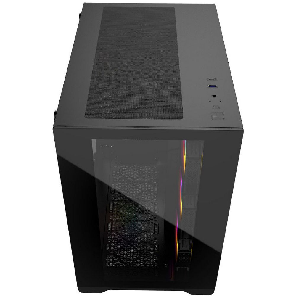 Корпус Powercase Vision Black, Tempered Glass, 4х 120mm 5-color fan, чёрный, ATX (CVBA-L4) (202872)