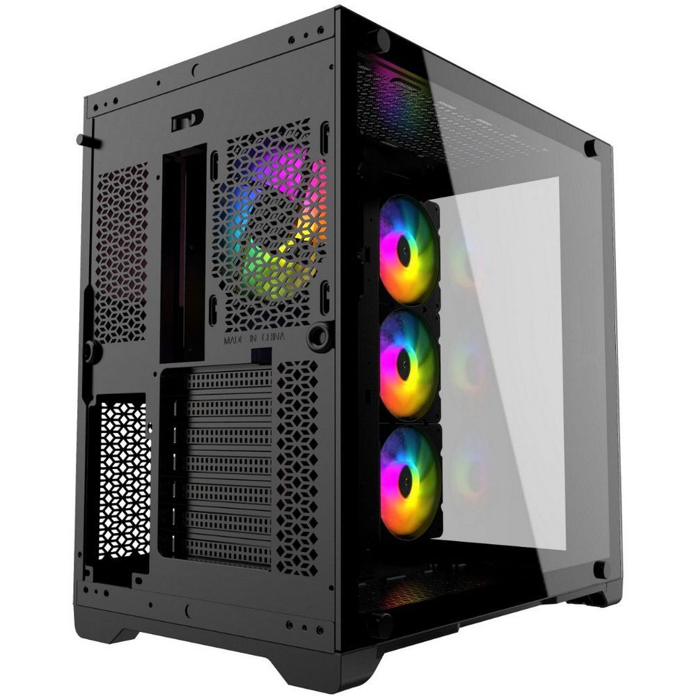 Корпус Powercase Vision Black, Tempered Glass, 4х 120mm 5-color fan, чёрный, ATX (CVBA-L4) (202872)
