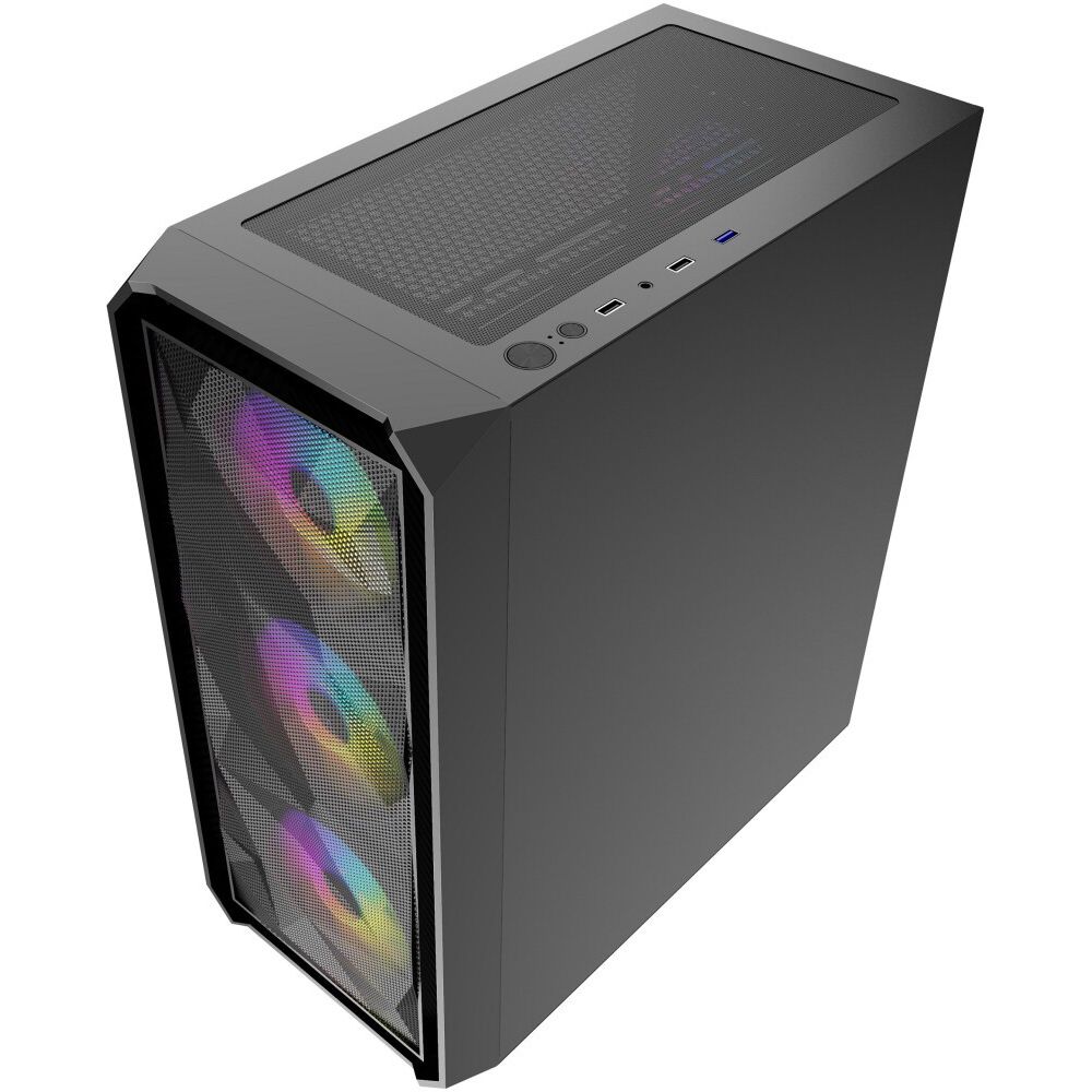 Корпус Powercase Mistral Edge, Tempered Glass, 4x 120mm 5-color fan, чёрный, ATX (CMIEB-L4)