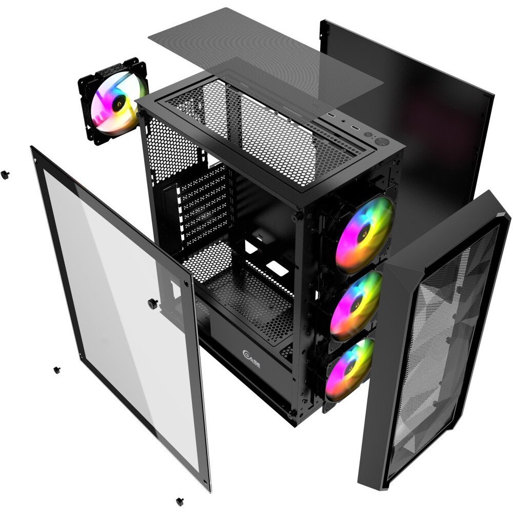 Корпус Powercase Mistral Edge, Tempered Glass, 4x 120mm 5-color fan, чёрный, ATX (CMIEB-L4)