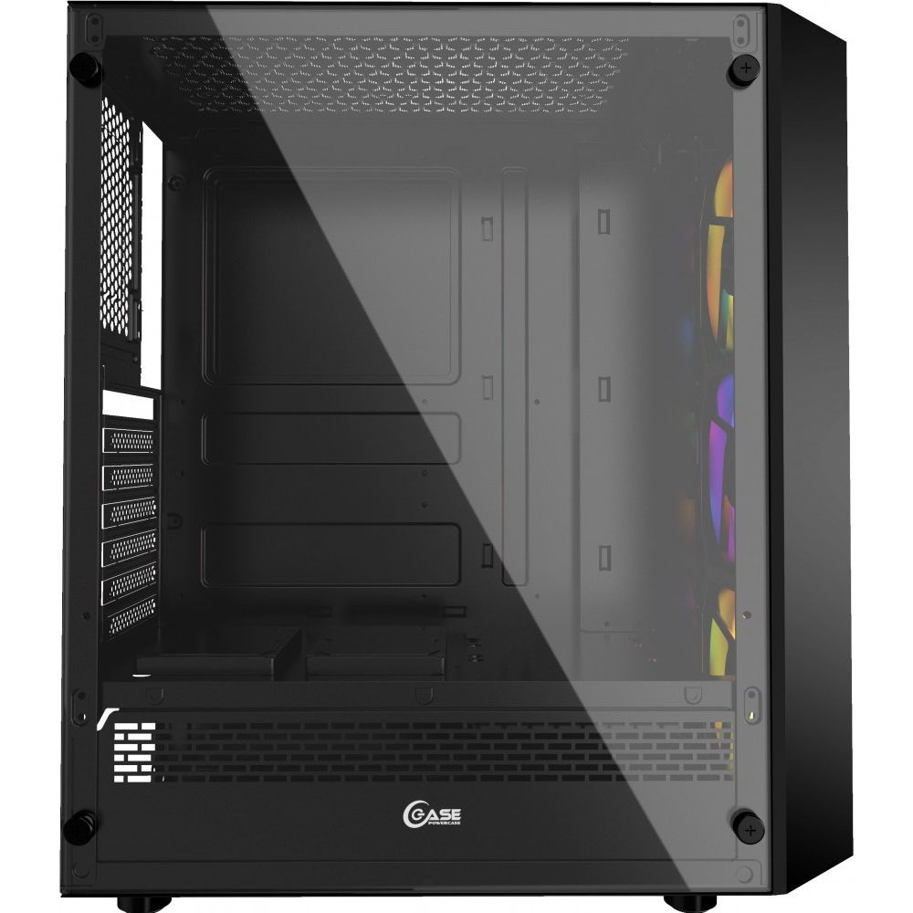 Корпус Powercase Rhombus X3 Mesh LED, Tempered Glass, 3x 120mm 5-color fan, чёрный, ATX (CMRMX-L3) (202704)