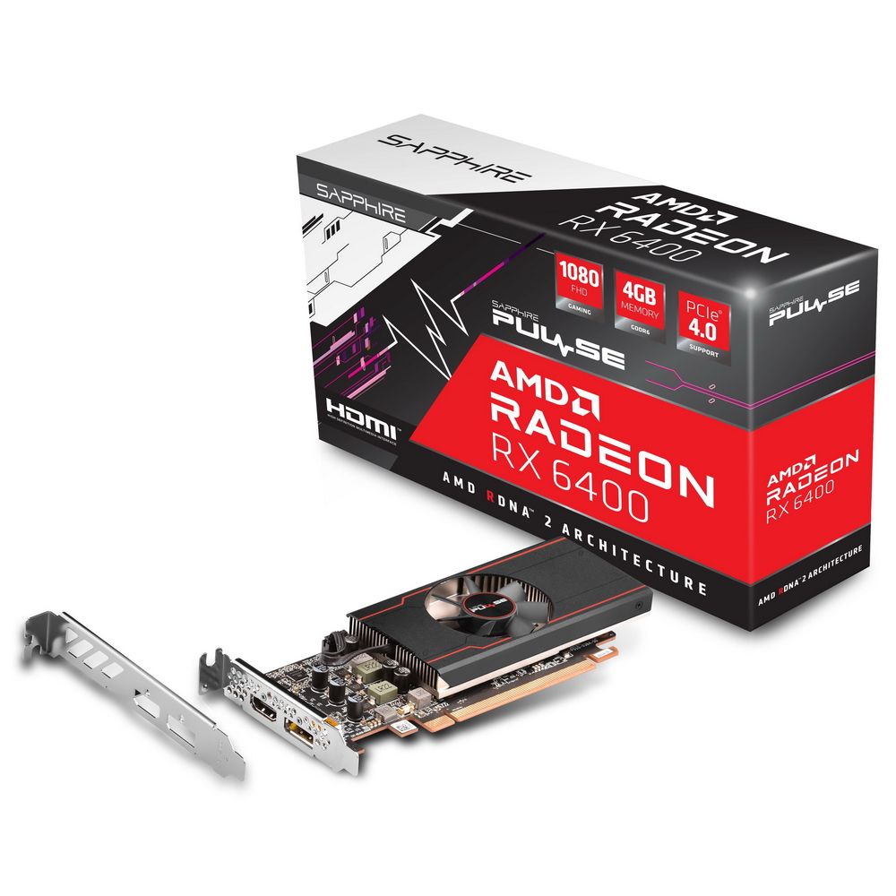 Видеокарта Sapphire RX6400 PULSE 4GB GDDR6 64bit HDMI DP Low Profile (11315-01-20G) (292802)