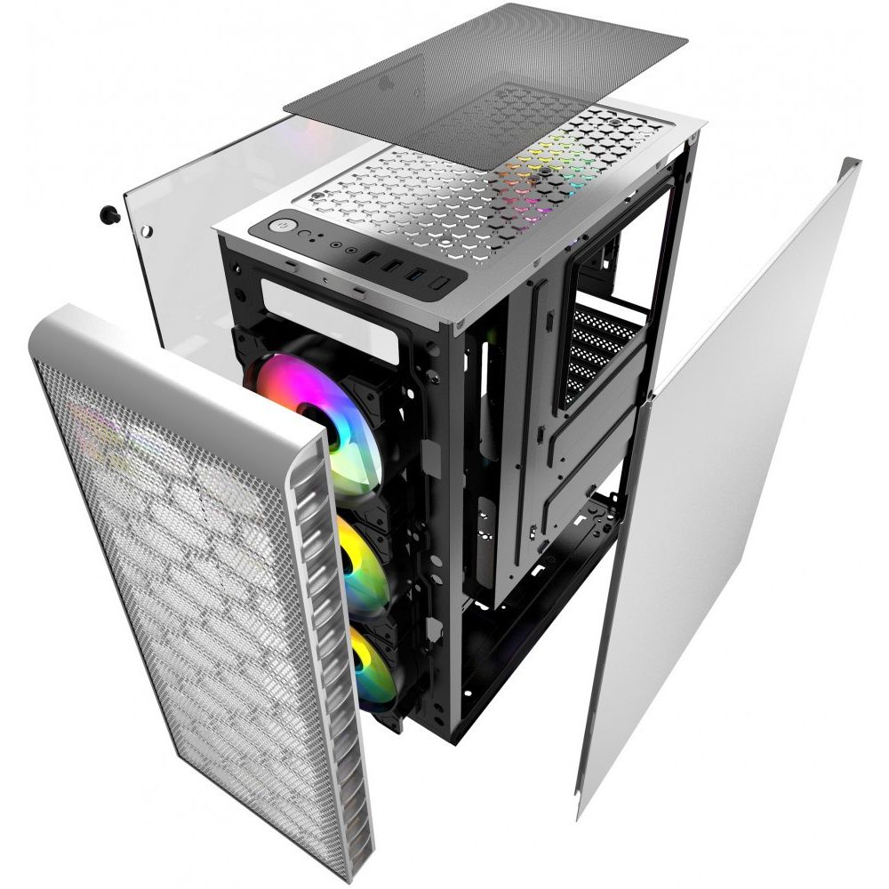 Корпус Powercase Mistral Z4С White, Tempered Glass, Mesh, 4x 120mm 5-color LED fan, белый, ATX (CMIZ4CW-L4) (202803)