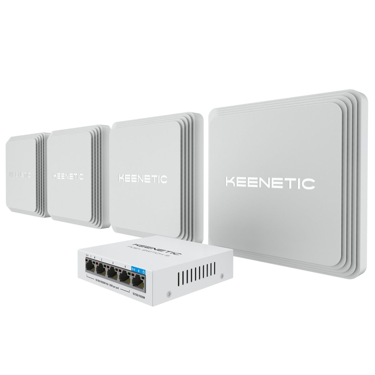 Комплект точка доступа + коммутатор Keenetic Orbiter Pro 4-Pack + PoE+ switch 5 bundle KN-KIT-012