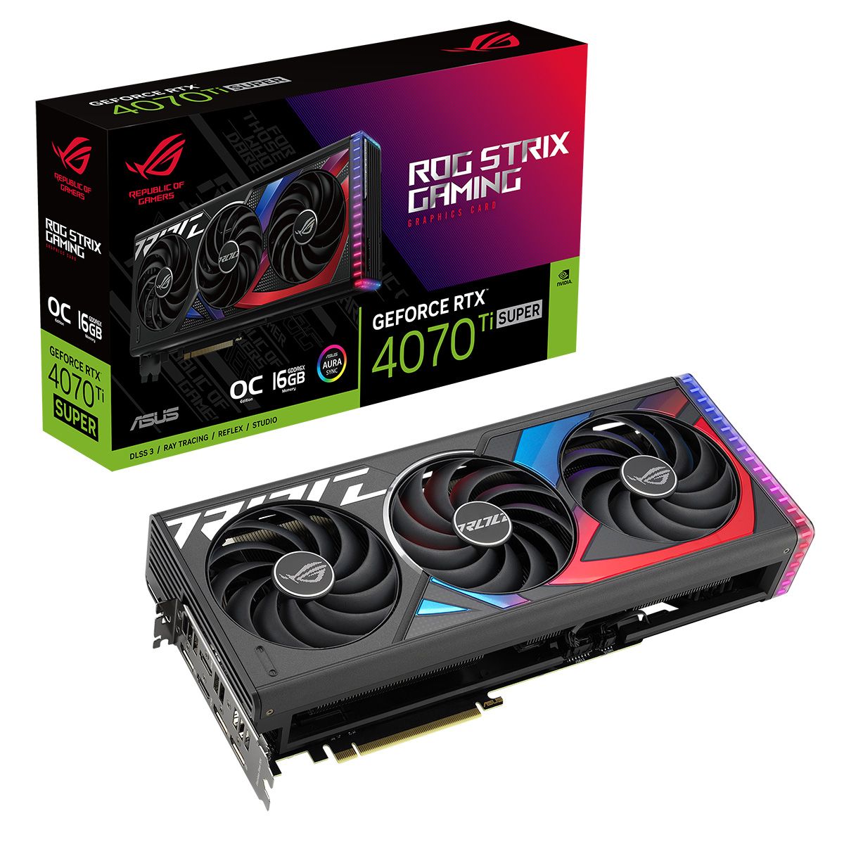 Видеокарта ASUS ROG-STRIX-RTX4070TIS-16G-GAMING /RTX4070TIS ,HDMI*2,DP*3,16G,D6X