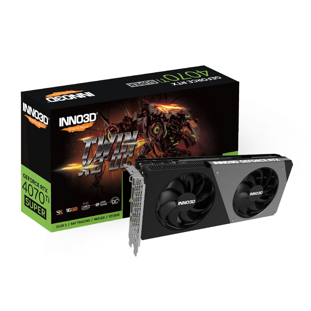 Видеокарта INNO3D RTX4070Ti SUPER TWIN X2 OC 16GB GDDR6X 256bit 3xDP HDMI 2FAN RTL