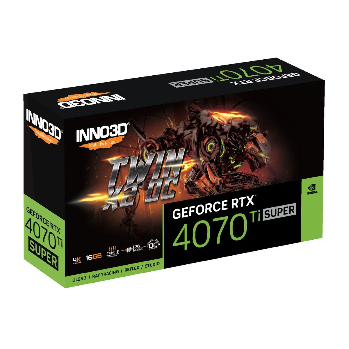 Видеокарта INNO3D RTX4070Ti SUPER TWIN X2 OC 16GB GDDR6X 256bit 3xDP HDMI 2FAN RTL