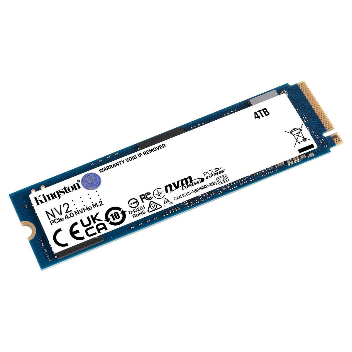 Твердотельный накопитель SSD M.2 2280 4TB Kingston NV2 Client SSD SNV2S/4000G PCI-E 4.0 x4, 3500/2800, 1280TBW