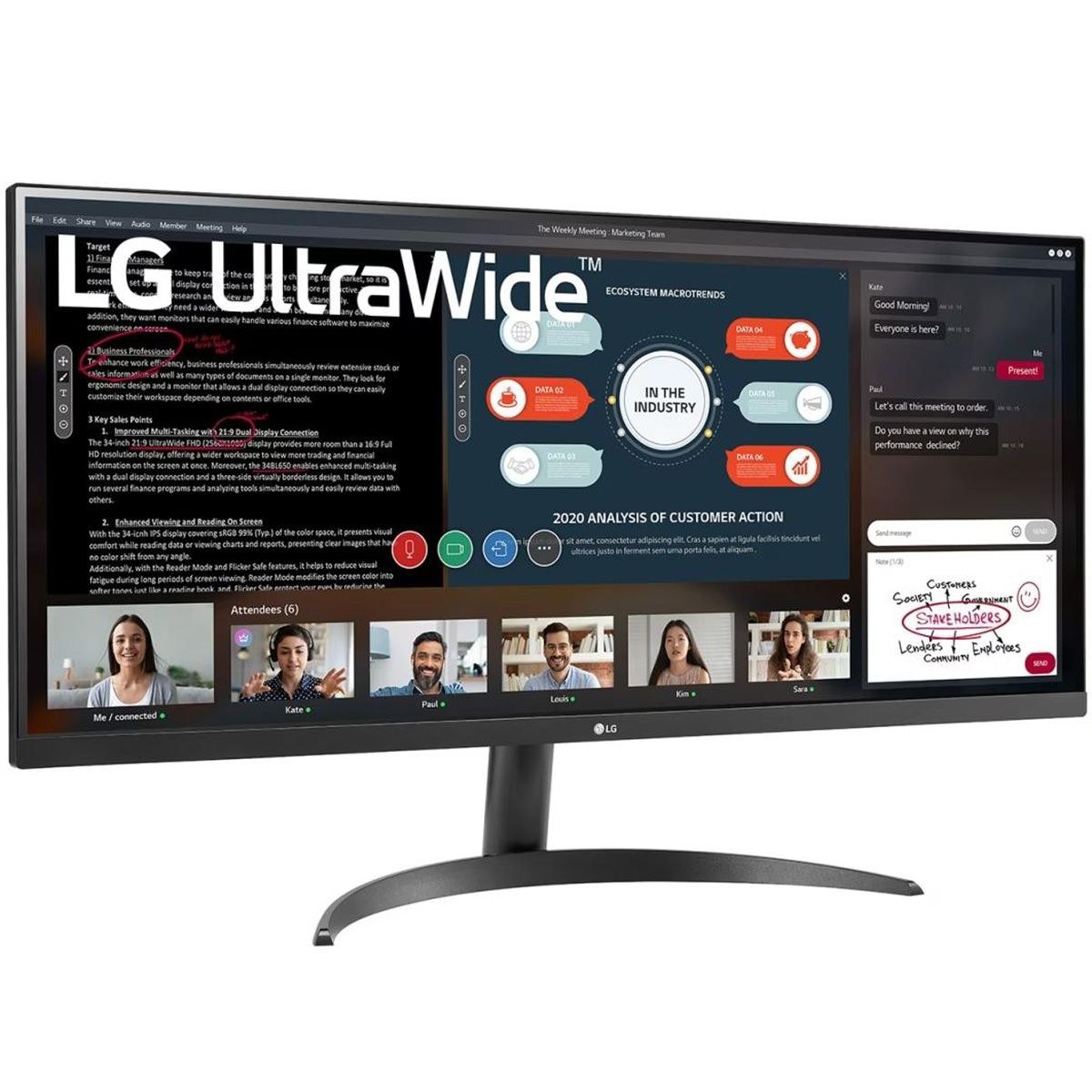 Монитор 34" LG 34WP500-B Black (IPS, 2560x1080, HDMI+HDMI, 5 ms, 178°/178°, 250 cd/m, 1000:1, 75Hz)